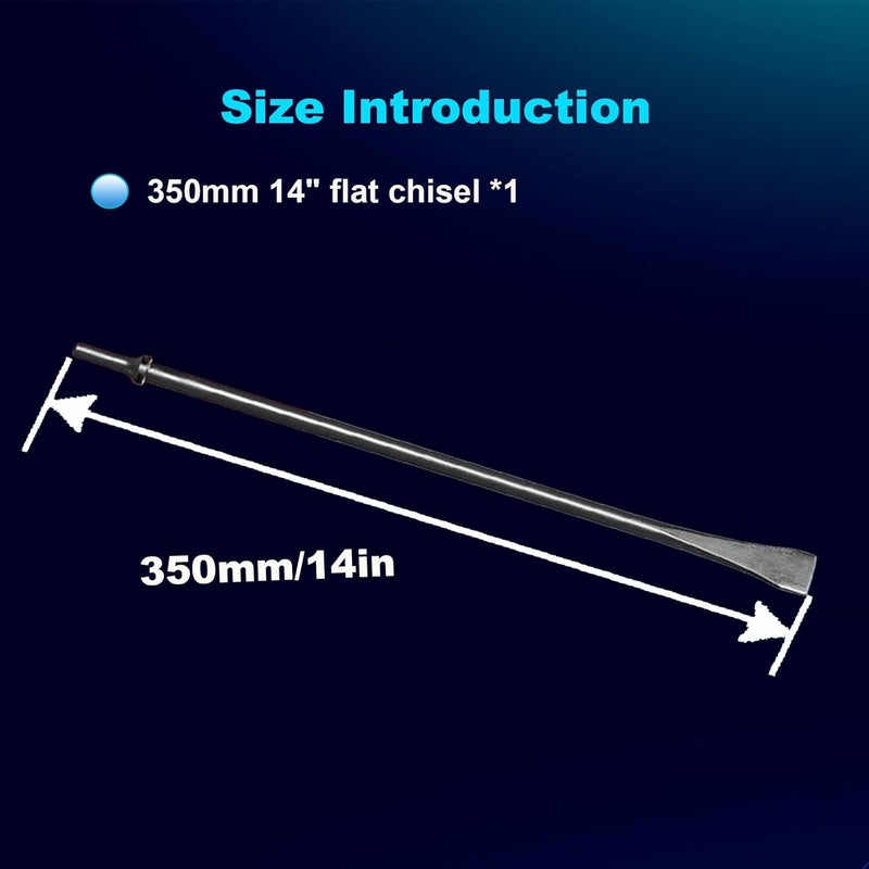 Phyxlyn Scraper 350mm (14" Inch) Long Flat Chisels Air Pneumatic Hammer Chisel with Round Collar for Concrete and Tile Chisel - Image 3